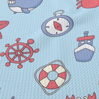 Playful Crab And Whale Birdseye Piqué