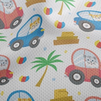 Cat Goes For A Drive Athletic Mesh Flat Back
