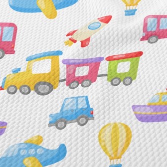 Fun And Colorful Transportatio Birdseye Piqué