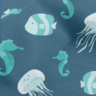 Cute Jellyfish Seahorse Fish Micro Fleece