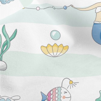 Mermaid Princess And Sea Creat Micro Fleece