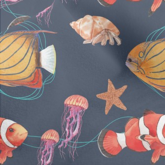 Clown Fish Hermit Crab Jellyfi Micro Fleece