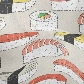 Seafood Japanese Nigiri Sushi Lightweight Performance Linen