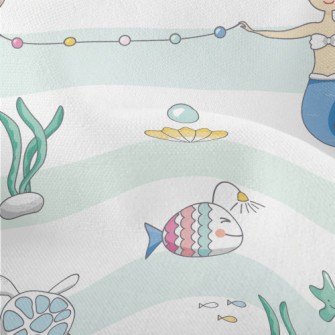 Mermaid Princess And Sea Creat Lightweight Performance Linen
