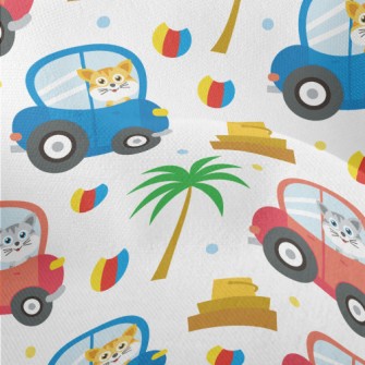 Cat Goes For A Drive Lightweight Performance Linen
