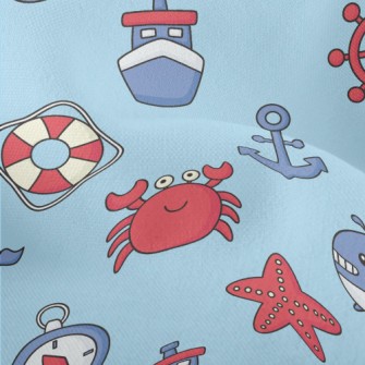 Playful Crab And Whale Lightweight Performance Linen