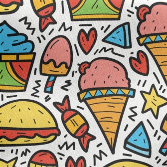 Cartoon Colorful Ice Cream Jersey Backed Fleece