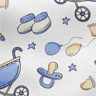Cute Baby Boy Stroller Jersey Backed Fleece