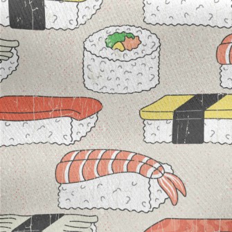 Seafood Japanese Nigiri Sushi Jersey Backed Fleece