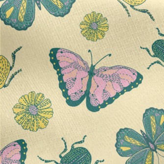 Butterfly Flower Beetle Jersey Backed Fleece