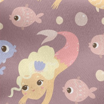 Blonde Mermaid Princess Jersey Backed Fleece