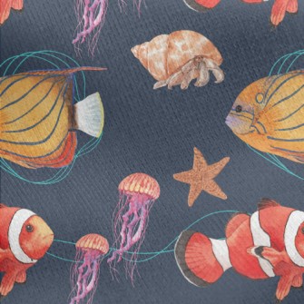 Clown Fish Hermit Crab Jellyfi Jersey Backed Fleece