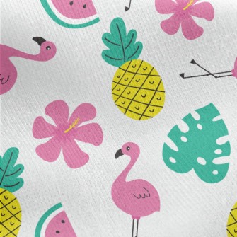 Tropical Fruits And Flamingos Jersey Backed Fleece