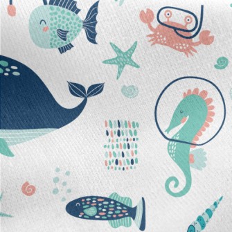 Lantern Fish Stingray Turtle Jersey Backed Fleece