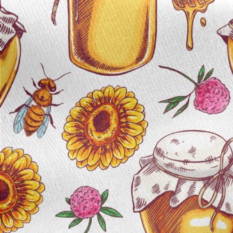 Bees Collecting Honey Jersey Backed Fleece