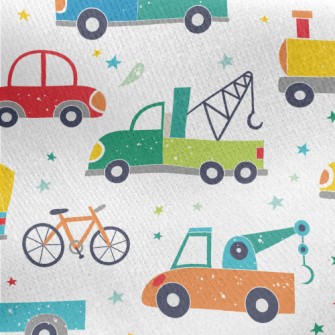 Colorful Land And Sea Transpor Jersey Backed Fleece