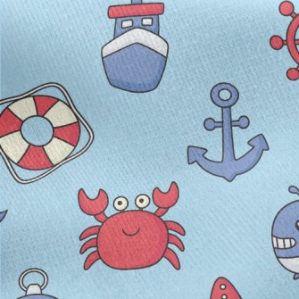 Playful Crab And Whale Jersey Backed Fleece