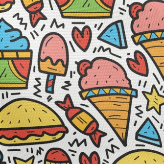 Cartoon Colorful Ice Cream Pongee