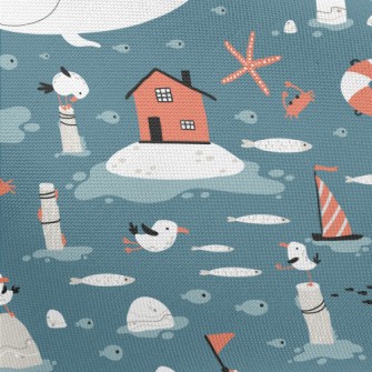 White Whale And Little Seagull Pongee