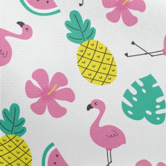 Tropical Fruits And Flamingos Pongee