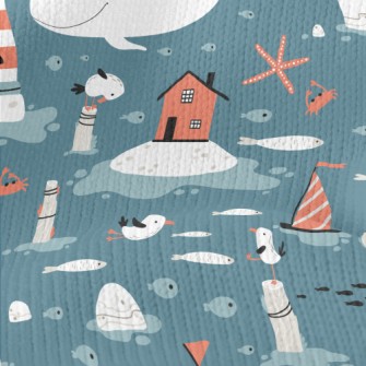 White Whale And Little Seagull Stretch Jersey