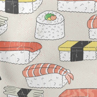 Seafood Japanese Nigiri Sushi Lightweight Cotton Poplin