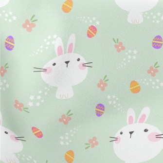 Playful White Rabbit Painted E Lightweight Cotton Poplin