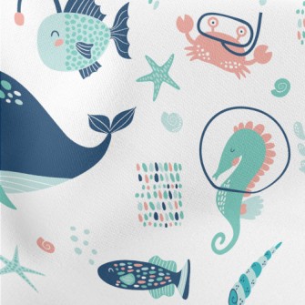 Lantern Fish Stingray Turtle Lightweight Cotton Poplin