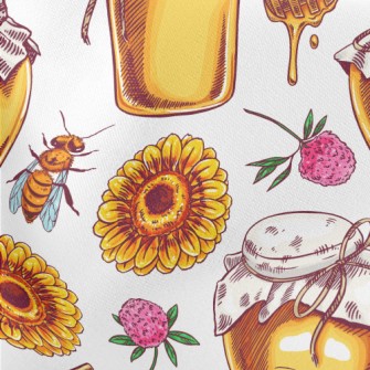 Bees Collecting Honey Lightweight Cotton Poplin