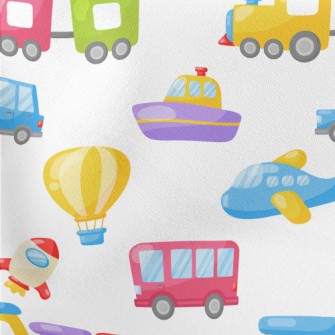 Fun And Colorful Transportatio Lightweight Cotton Poplin