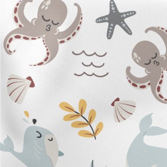 Funny Pouty Octopus Lightweight Cotton Poplin