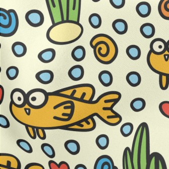 Funny Little Fish With Big Eye Lightweight Cotton Poplin