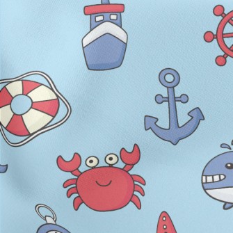 Playful Crab And Whale Lightweight Cotton Poplin