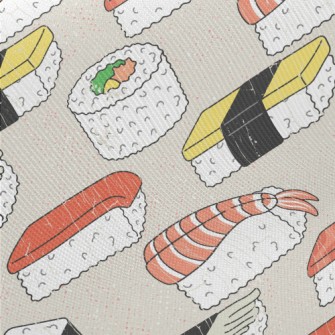 Seafood Japanese Nigiri Sushi Midweight Cotton Poplin
