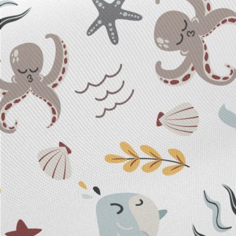 Funny Pouty Octopus Midweight Cotton Poplin