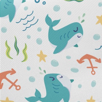 Leisurely Swimming With Sharks Midweight Cotton Poplin