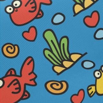 Surprised Bicolor Fish Midweight Cotton Poplin