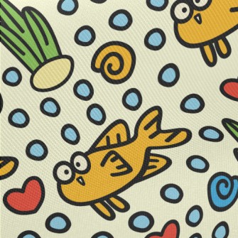 Funny Little Fish With Big Eye Midweight Cotton Poplin