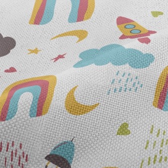 Outer Space Rocket Flying Sauc Performance Linen