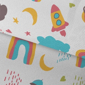 Outer Space Rocket Flying Sauc Waterproof Oxford