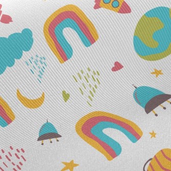 Outer Space Rocket Flying Sauc Twill