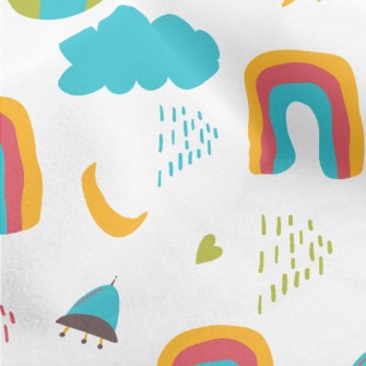 Outer Space Rocket Flying Sauc Micro Fleece