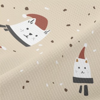 Sad Cat In Santa Hat Piqué
