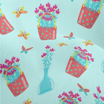 Pretty Flower Potted Plants Lightweight Performance Linen