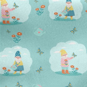 Gnome Planting Garden Jersey Backed Fleece