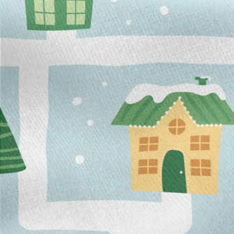 Cozy House In The Snow Jersey Backed Fleece