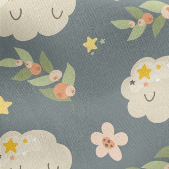 Shy Cloud Flowers Jersey Backed Fleece