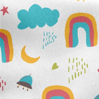 Outer Space Rocket Flying Sauc Jersey Backed Fleece