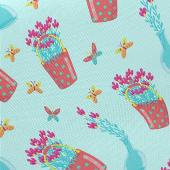 Pretty Flower Potted Plants Midweight Cotton Poplin