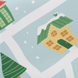 Cozy House In The Snow Midweight Cotton Poplin